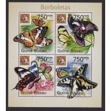 FLORES MARIPOSAS GUINEA BISSAU HOJA BLOQUE ESPECIAL de ESTAMPILLAS NUEVAS MINT